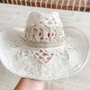 Women Straw Hat Sun Protection Hand-woven Bride Hollow Cowboy Hat Casual Elegant Wide Brim Sunshade Cap For Beach Vacation