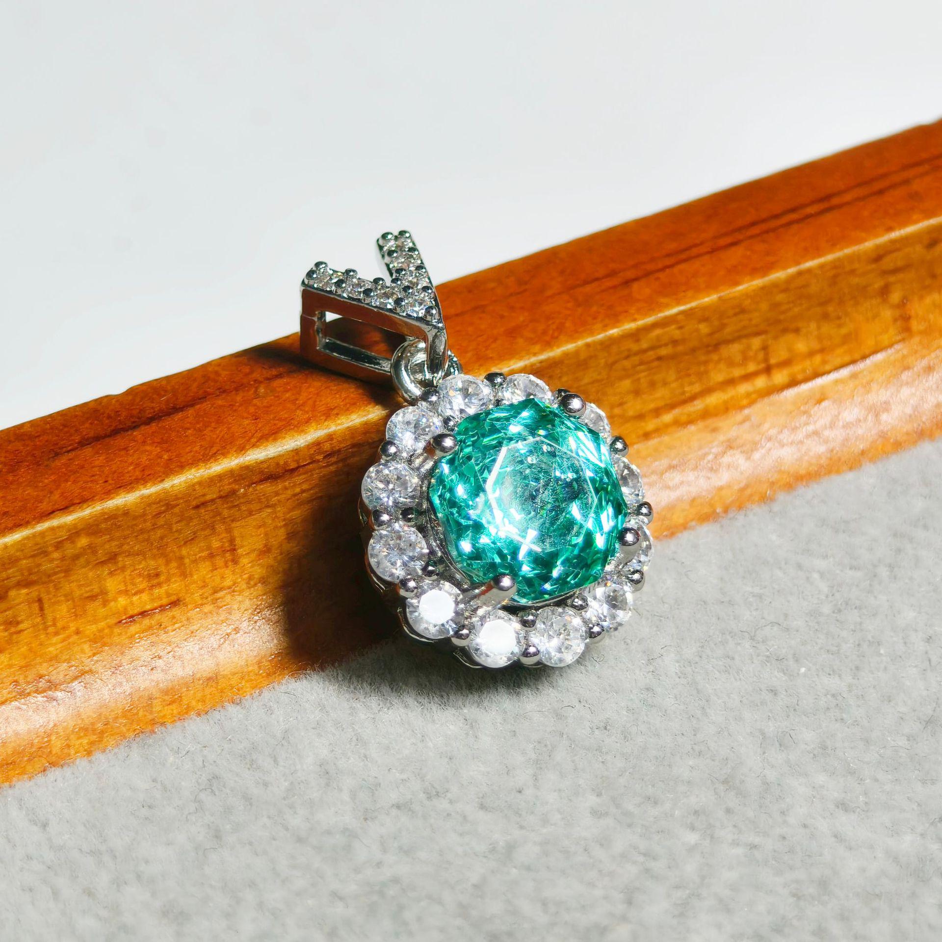 Gessen Paraiba Simple Rose Cut Jewelry Set: Exquisite Light Luxury Earrings, Ring & Pendant.