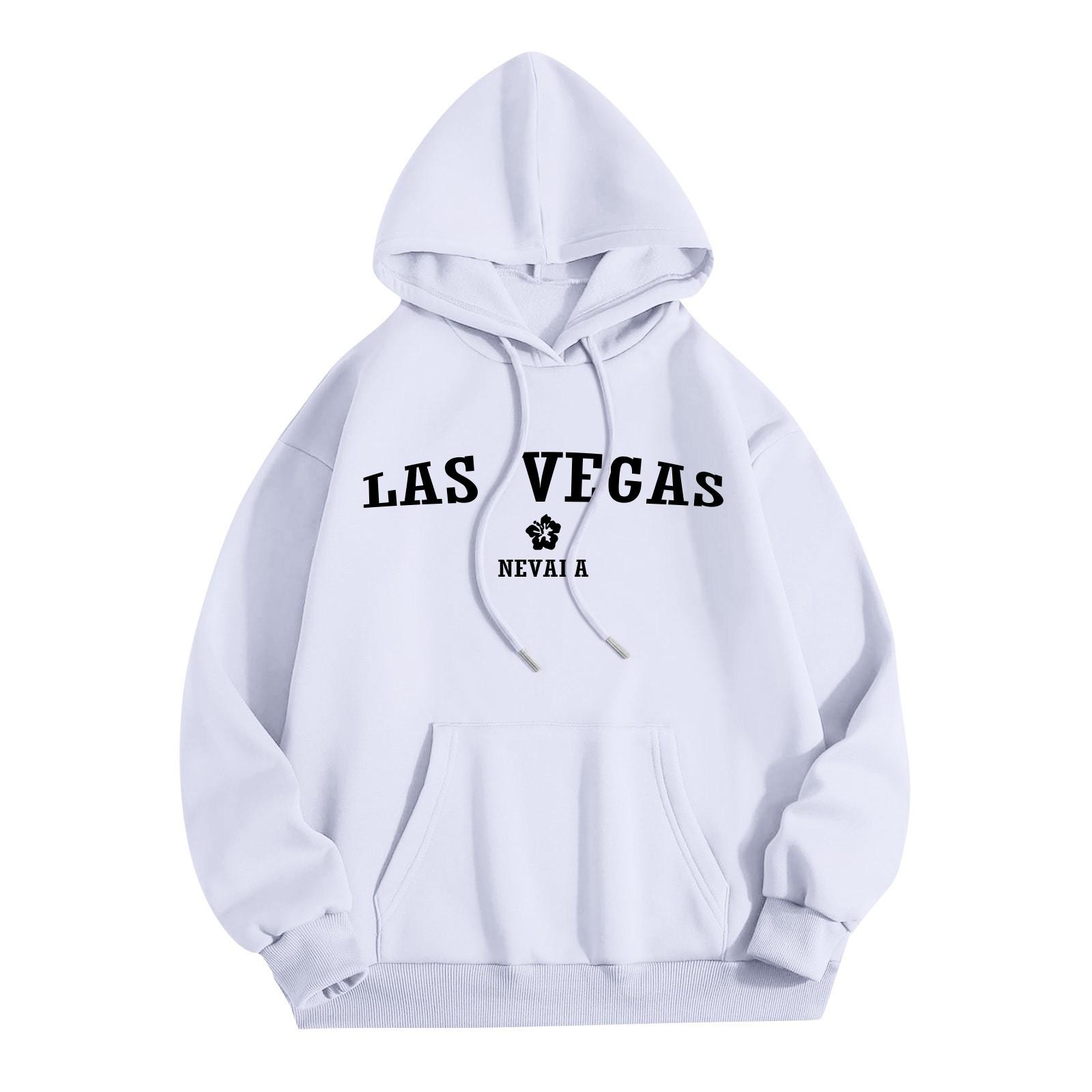 

Женская мода O-образный вырез с длинным рукавом и принтом, толстовка с капюшоном M белый