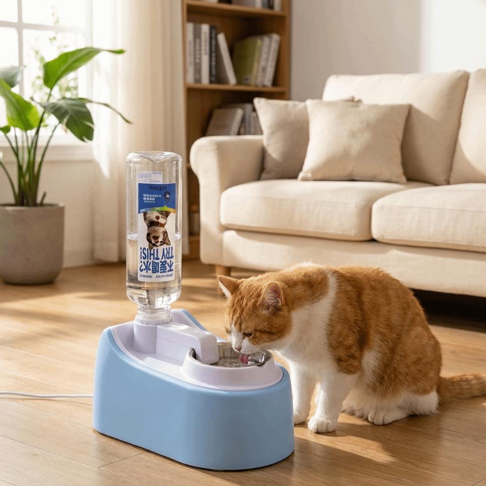 Large Capacity Cat Automatic Water Dispenser Non Slip Base Pet Water Bowl Travel