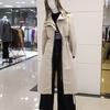 Women's Color Block Long Trench Coat with Detachable Hoodie