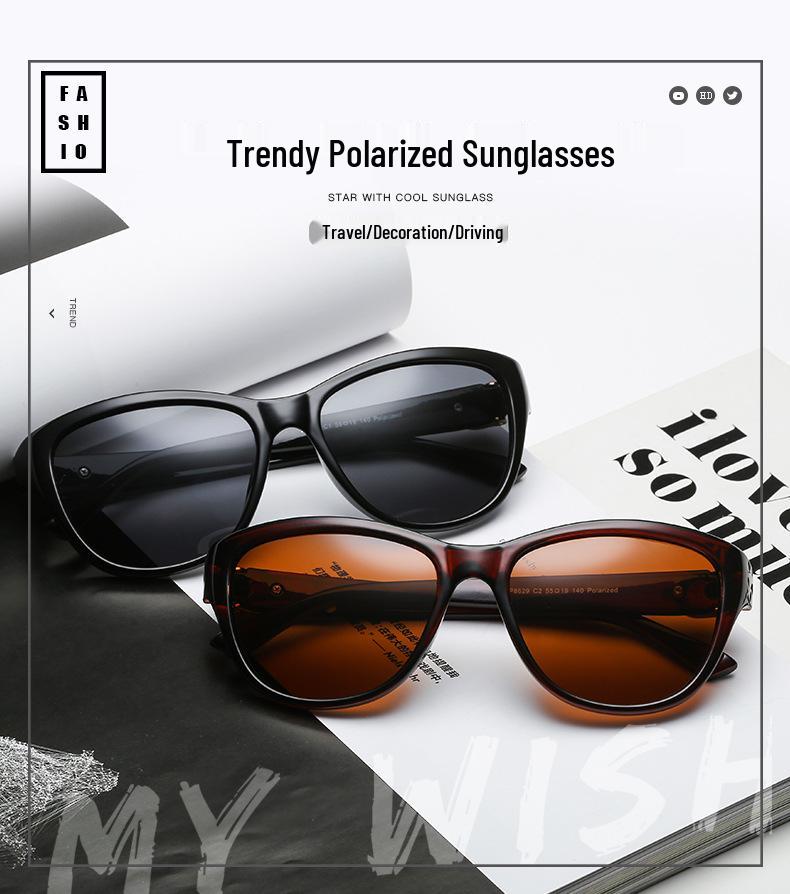 Women's Trendy Round Metal Mixed Polarized Retro Sunglasses 8629