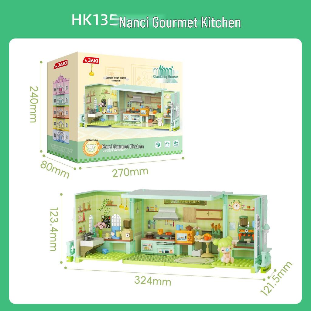 Jiaqi Blocks: Princess Nanci Bedroom & Music Room Set - Stackable House Street Scene Ornaments for Girls