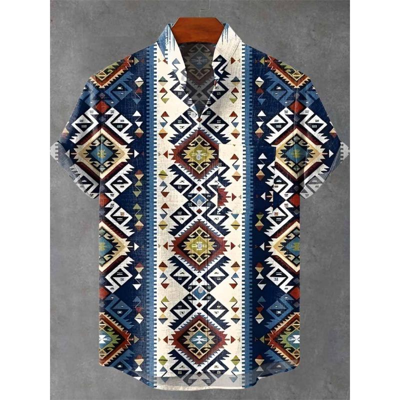 Men's Linen 80% Shirt Vintage Short Sleeve Fashion Tops Summer Casual Ethnic Clothing Shirt Men's Street Shirt
