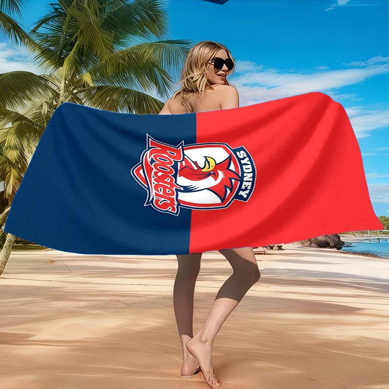 Serviette de plage Esprit d'équipe des Sydney Roosters, Séchage rapide, Facile d'entretien, Convient aussi bien pour le fitness que pour les vacances à la plage, Essentiel de sport