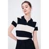 Navigare Women's Striped Short Sleeve Polo Knit Top