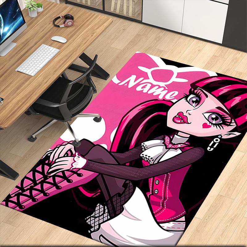 Custom Name Monster High Printed Carpet, for Office Chair Living Room Bedroom Kitchen Room Decor Gifts.