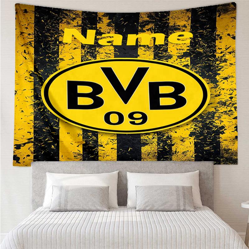 Benutzerdefinierte Name BVB Druck Wandteppich, Hintergrund, Einfache Montage, Ideal für Schlafzimmer, Büro & Wohnzimmer, mit Ästhetischer Wanddekoration.