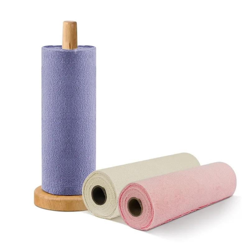 Reusable Cleaning Wipe Household Kitchen Cloth Microfiber Towel Rolls Dish Rags Wash Paper Towel Replacement 1 Roll of 20 Sheets