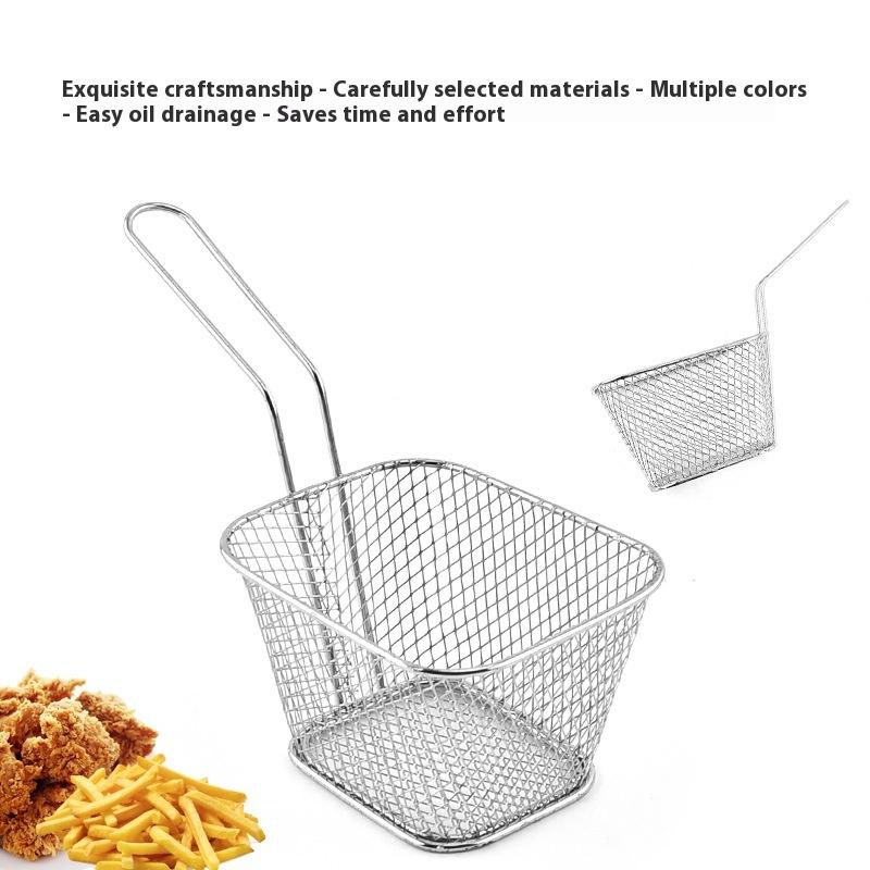 Panier à Friture Chaud Créatif Maille Fine Frites Puce Outil de Cuisine Acier Inoxydable Friteuse Maison Paniers à Frites Filtre