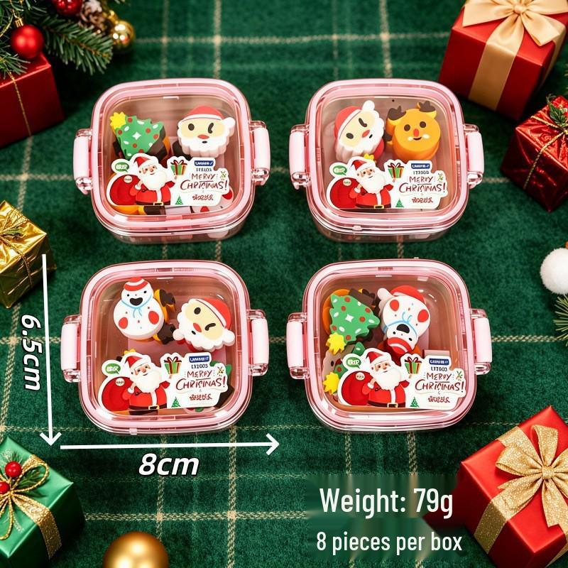 3D Cartoon Christmas Eraser - Cute Holiday Gift for Students and Kindergarten Prizes