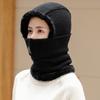 Zipper Knitted Scarf Hat Elastic Knitted Balaclava Cap Soft Hooded Thermal Cap  Winter