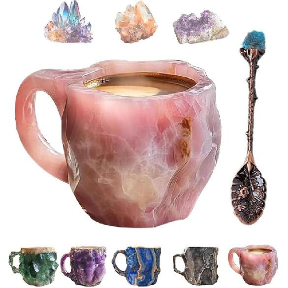 Geode Coffee Mug, Crystal Coffee Mugs Elegant Luxury Crystal Gift, Pink Coffee Mug Gifts For Best Friend,G D