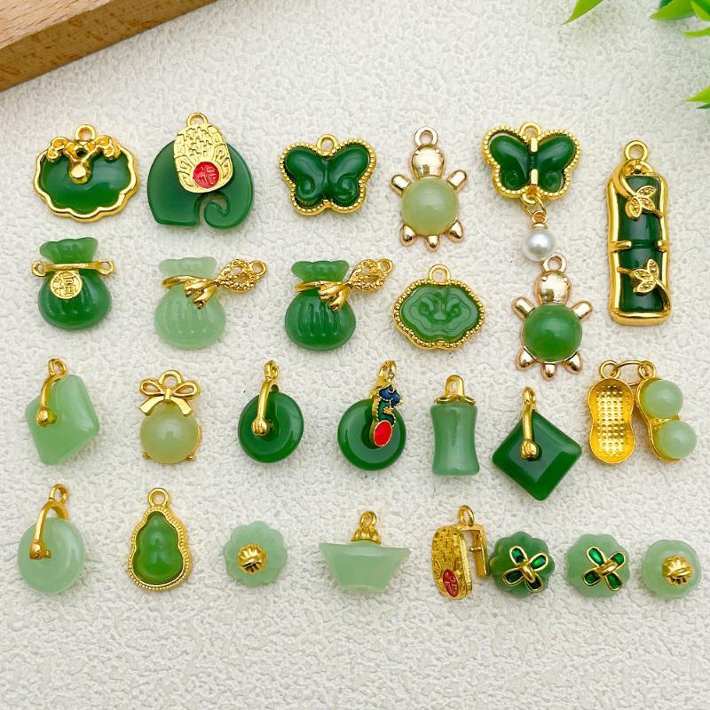 Mix 25Pcs Chinese-Style & Natural Stone Charms Pendants Set - Perfect For Diy Necklace, Earring & Bracelet Crafting