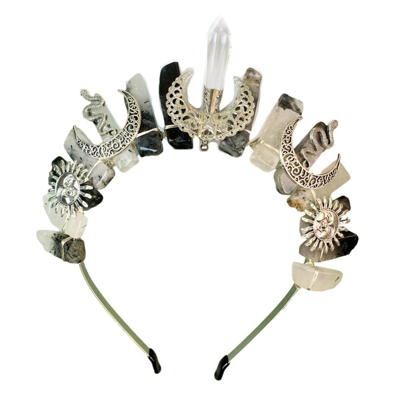 

Photography Metal Natural Quartz Headband Baroque Style Hair Hoop Bride Woman Spring Summer Wedding Party Headwear