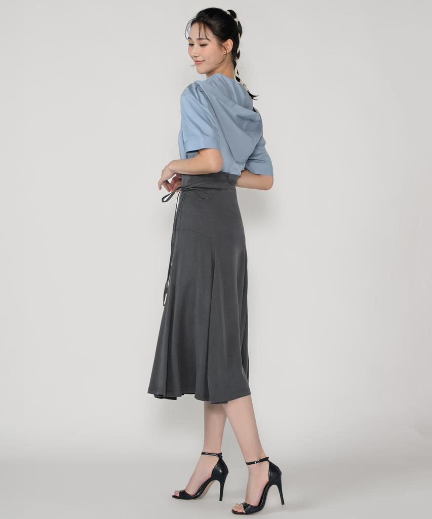 Hye Young Kim Tencel Double Waist Band Skirt - Charcoal