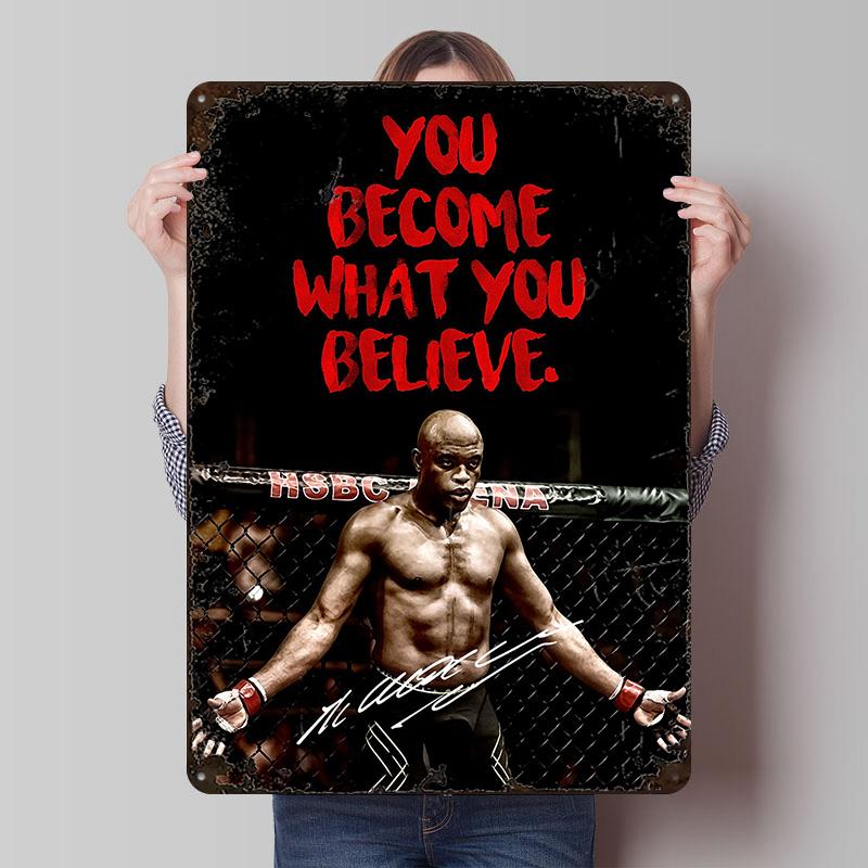 

MMA Anderson Silva Printed Poster Customized Wall Art Retro Vintage Metal Tin Signs for Home Interior Decoration Living Room 20x30cm（7.8x11.8inch）