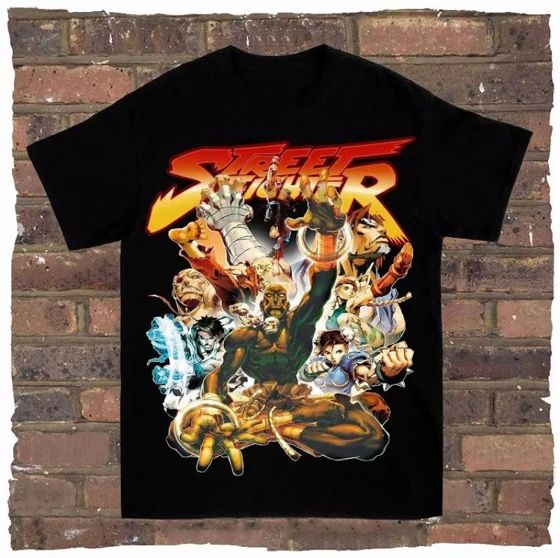 Game Spring Street Fighter Rock and Rap Loose High Street Highquality Mens Tshirts Womens Tshirts Couple Styles