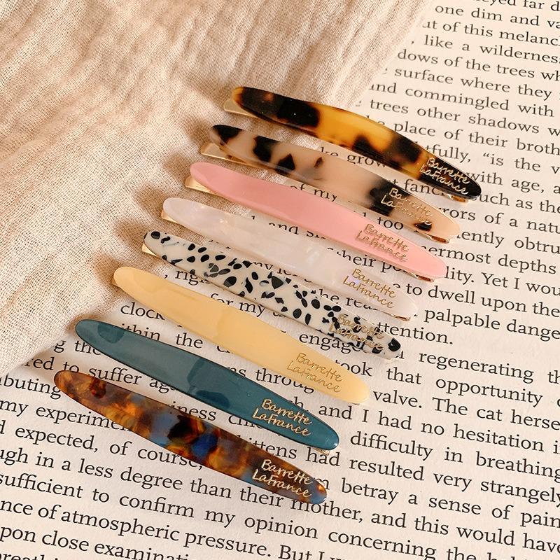 Acetate Hair Side Clip Oval Geometric Bangs Hairpin Women Girls Simple Elegant Duckbill Clip Barrettes Hair Styling Accessories
