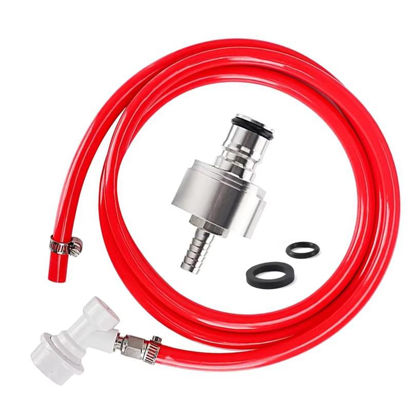 Ansamblu Linie de Gaz cu Blocare cu Bile de 1,5 Metri cu Capac de Carbonatare din Oțel Inoxidabil, Kit de Carbonatare pentru Sticlă PET Dispenser Soda Corny Keg red