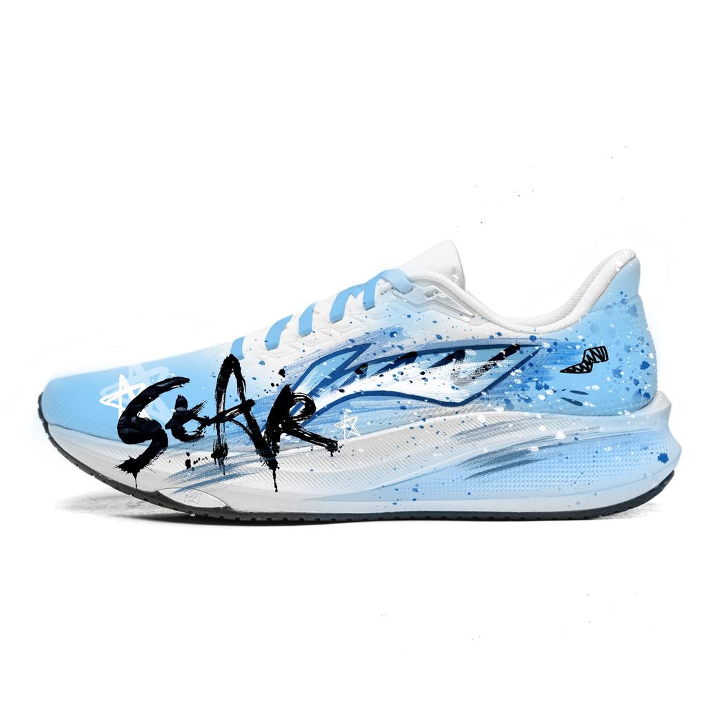 Li Ning Red Hare 9 Jacquard Transpirables Rebotantes Caña Baja Suela de Goma TUFF RB Zapatillas de Correr para Mujer Azul Negro ARPW004-8(Equipo 60-)