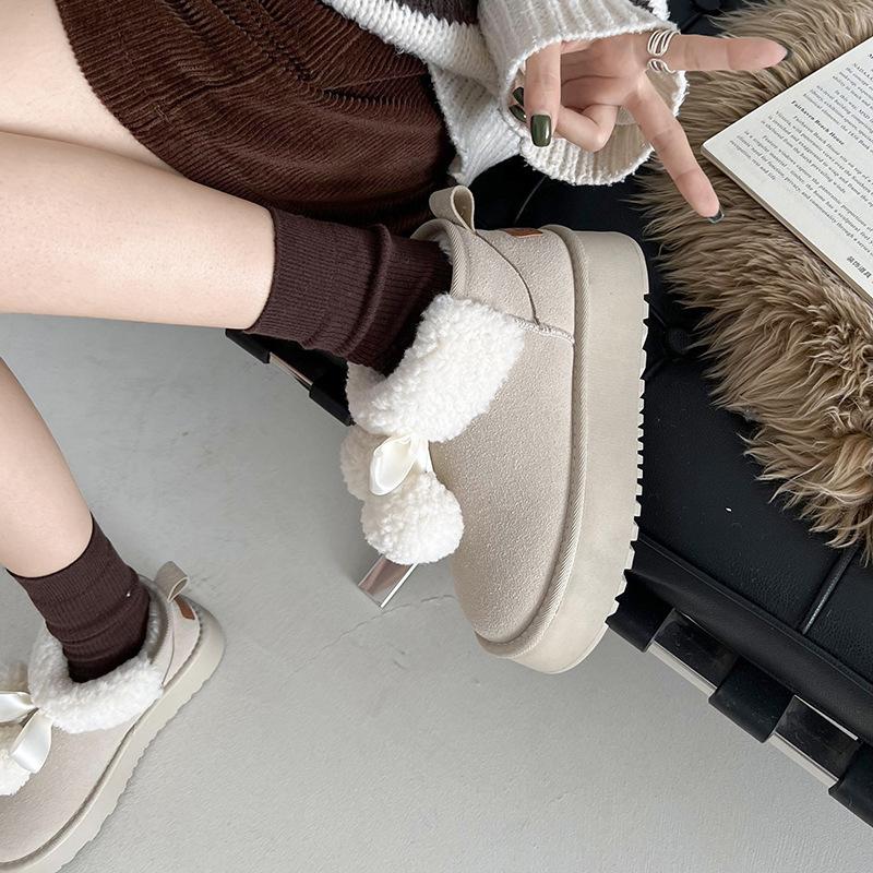 Fur Integrated Cute Thick-soled Snow Boots Women's 2025 New Winter Heightening Warm Piled Thickened Cotton Shoes