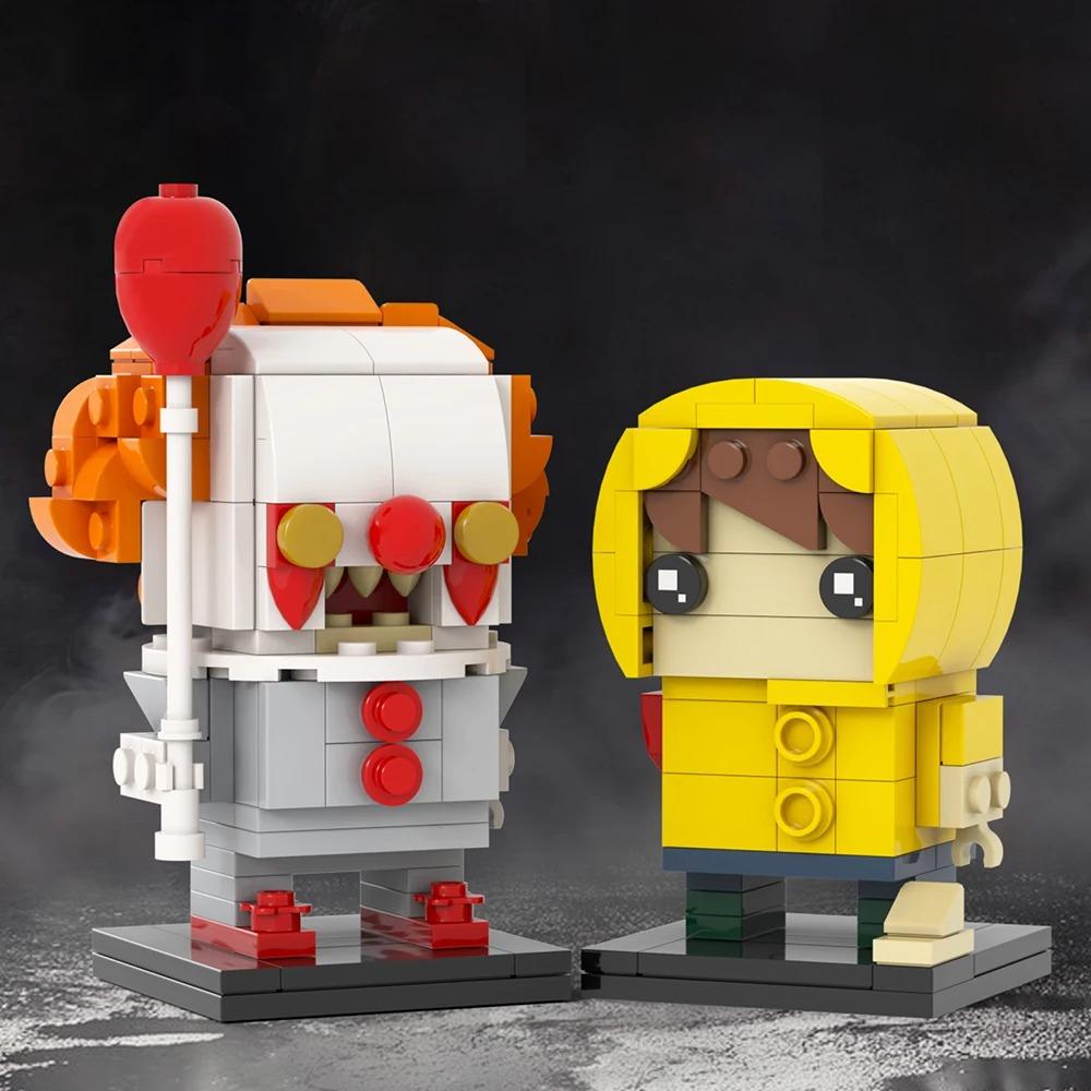 MOOXI Verschiedene Horrorfilme Sadako Tod Billy BrickHeadzed Erwachsene Bausteine Set MOC Ziegelmodellbausatz Spielzeug Kind Junge Mädchen Geschenk