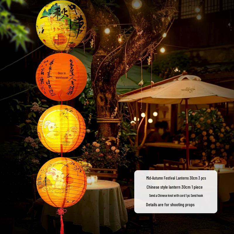 Mid-Autumn Festival Luminous Lantern String: Chinese-Style Decorative Hanging Lanterns for Festive Atmosphere