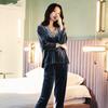 Pajamas Women's Spring, Autumn and Winter Gold Velvet Long-sleeved Trousers Two-piece Split Can Be Worn Out Casual Home Wear