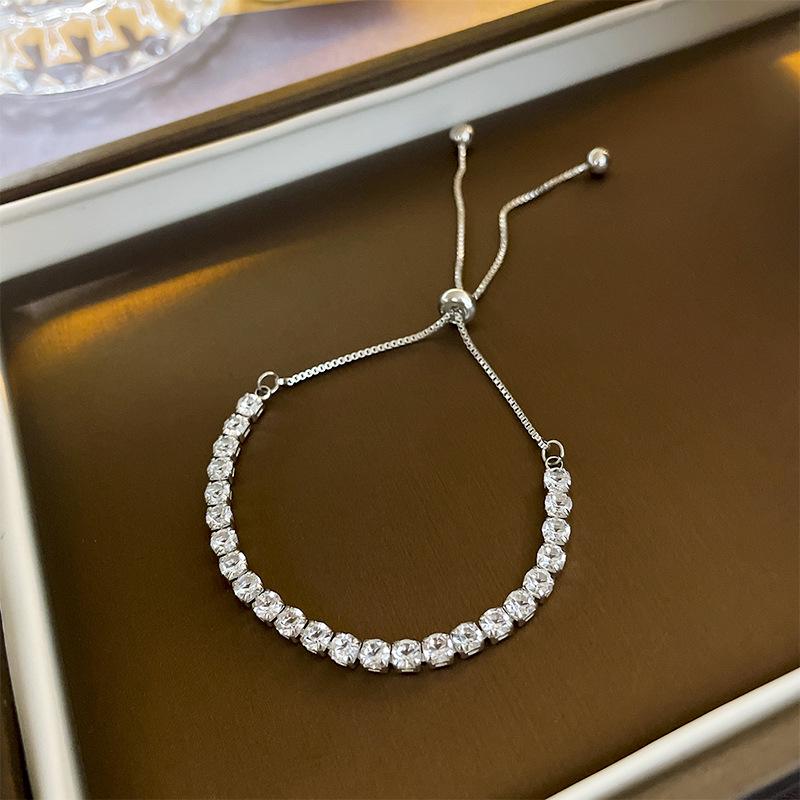 High-End Geometric Crystal Adjustable Bracelet with Luxury Drawstring Design - New Influencer Jewelry