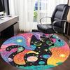 1PC Galaxy Cat Office Round Area Rug,  Mat Suitable ForOffice, Under Office Chairs Bedroom Living Room Home Decor, Room Deco
