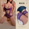 Hollow and Thin Sexy Underwear Sexy Onesie Temptation Strap Perspective Lace Free Purple