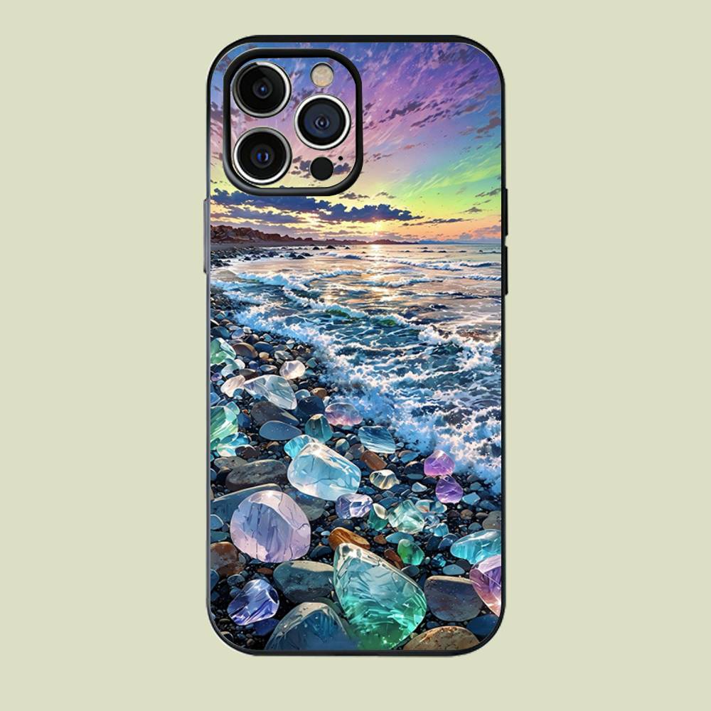 

Чехол для телефона с цветными камнями, черный матовый, для iPhone 17, 16, 15, 14, 13, 12, 13, 12, 11 Pro Max Plus mini XS XR, силиконовый, мягкая задняя крышка iPhone12mini