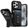 For iPhone 16 Pro Case Card Holder Kickstand TPU+PC Shockproof Phone Cover