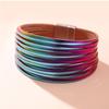 Mixed Color Multilayer Women Bracelet Handmade Leather Bracelet for Women Magnet Buckle Wide Bracelet Fashiion Jewelry