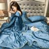European Classical Solid Color Style Silk Summer Quilt Single KING QUEEN Size Cool Breathable Soft Skin-friendly