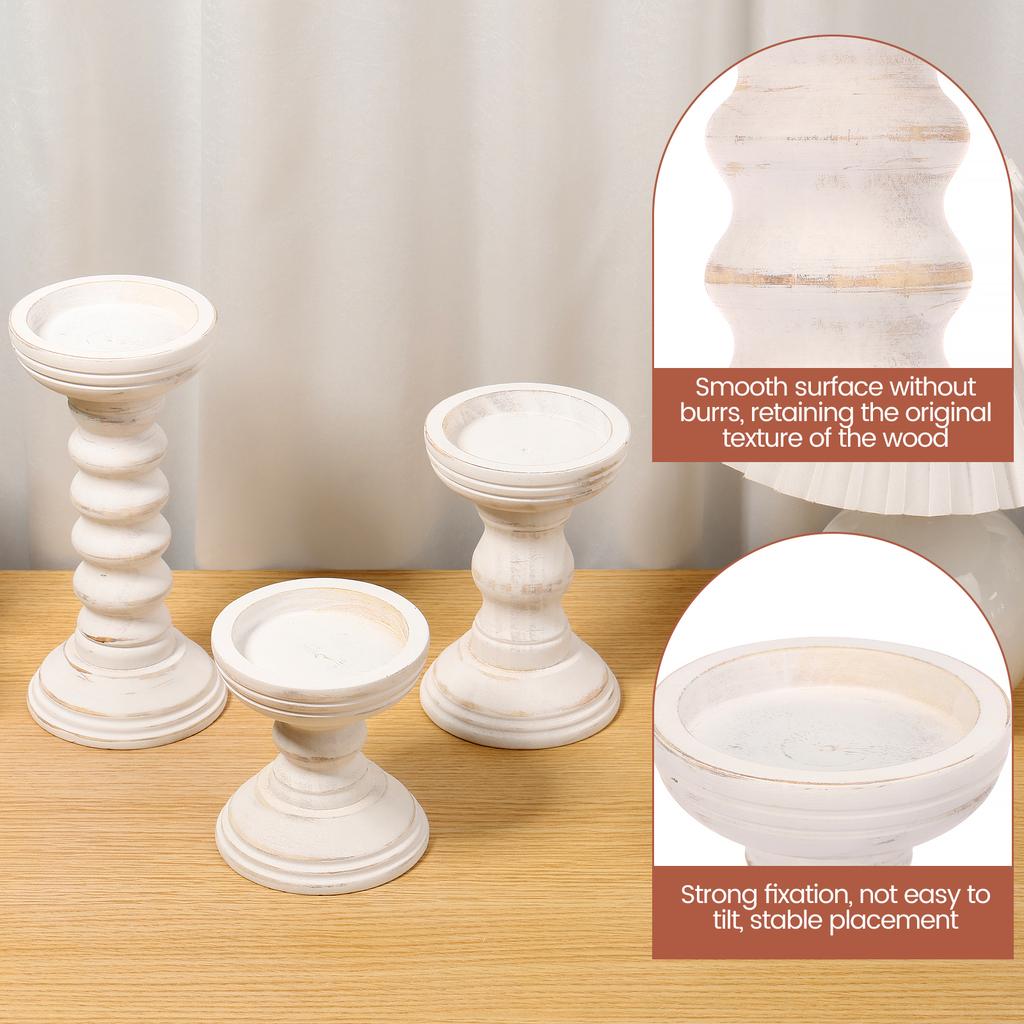 3Pcs Wood Candle Holders Vintage Decorative Candlestick Holder Candle Stand for Pillar Home Decor for Fireplace Party Supplies