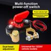 Full Copper Car Battery Disconnect Switch with LED Indicate Light 12-24V Bidirectional Rotating Power Cut Off, Universal Side Post