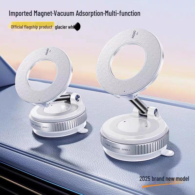 Rotating Magnetic Car Phone Holder with Vacuum Adsorption - Foldable Desktop Console Mount