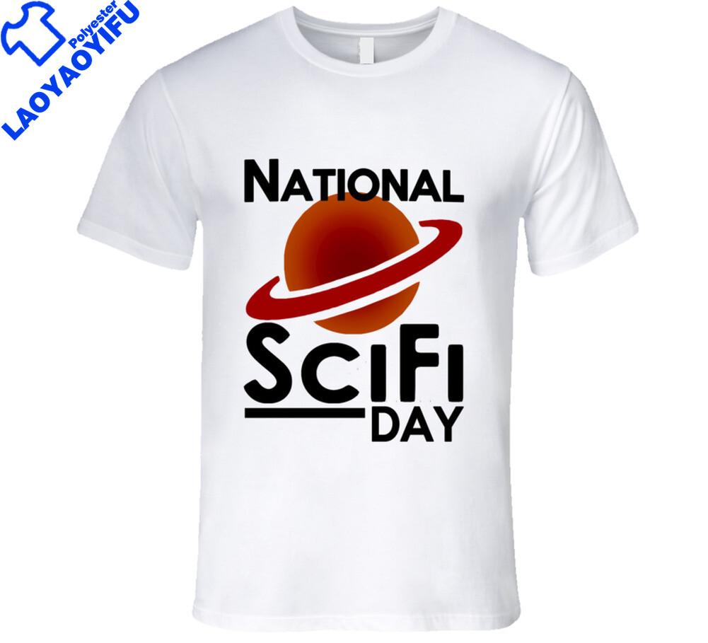 National Scifi Day Fun Science Fiction Celebration T Shirt Camisa Polyester Oversize Graphic T Shirts S
