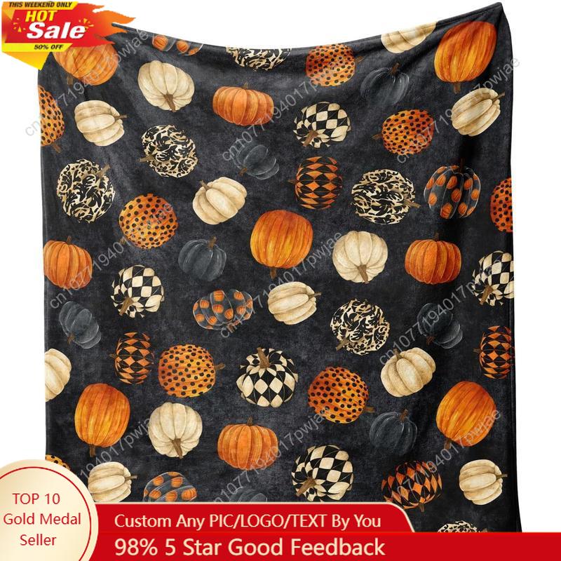 Halloween Pumpkin Blanket,Fall Fleece Blanket,Pumpkin Gifts for Women,Halloween Flannel Fleece Throw Blanket for Home Living Roo 75X95CM
