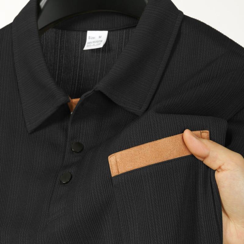 Polo cu mânecă lungă pentru bărbați, cu rever, de modă business casual