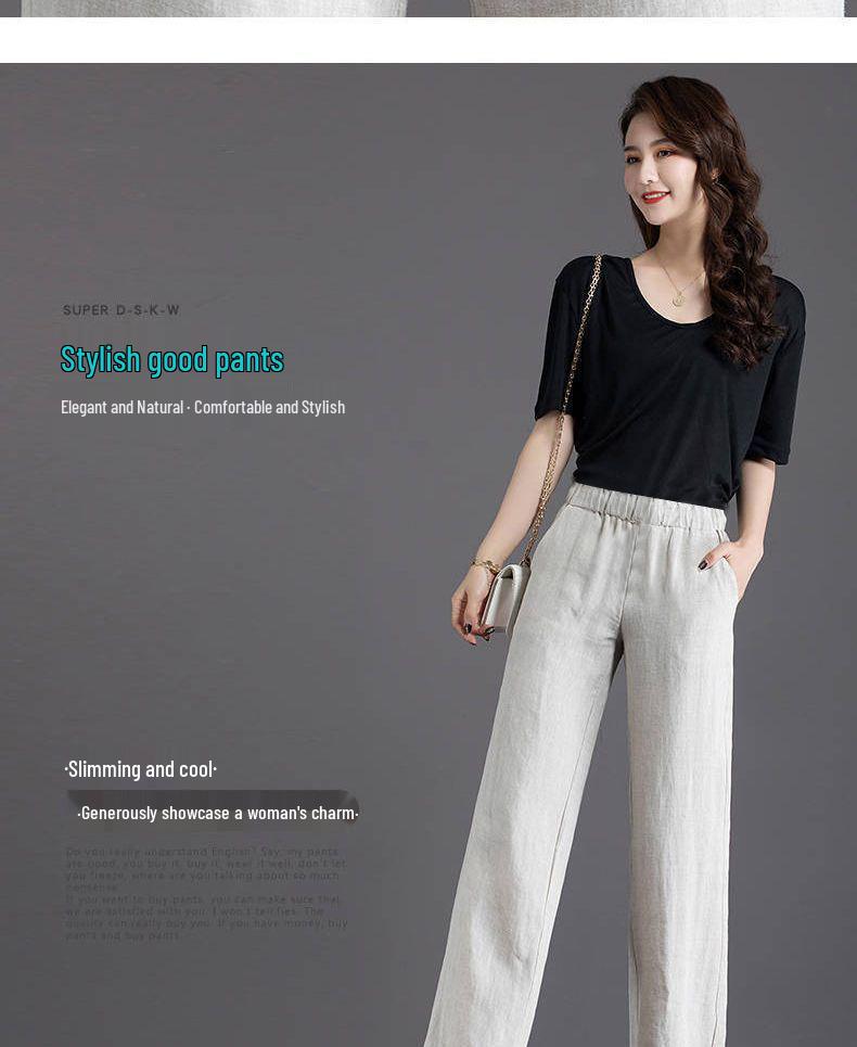 Pure Cotton High-Waisted Wide-Leg Pants for Women, Loose Drapey Fit, Perfect for Spring/Summer 2026.