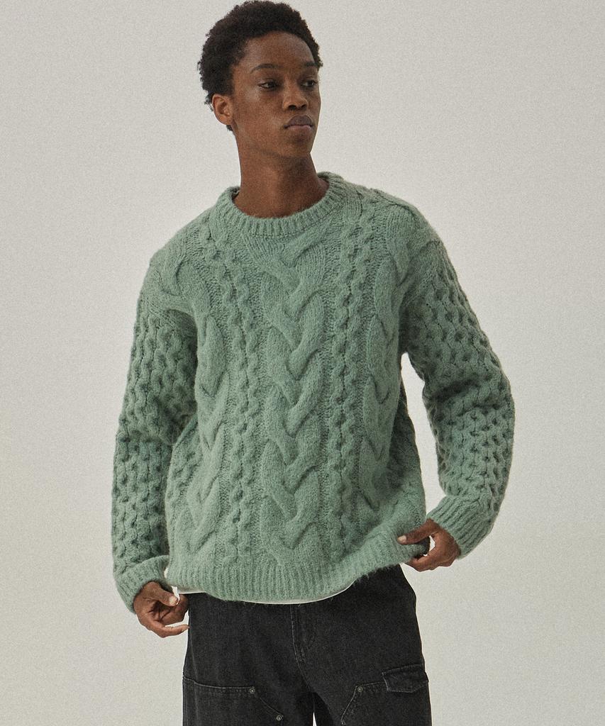 MAGOODGAN Knit 3951 Fisherman Cream Crewneck Sweater