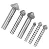 6pcs Chamfer Cutter Round Shank 3 Edged 90 Degree High‑Speed Steel Countersink Drill Bit Set