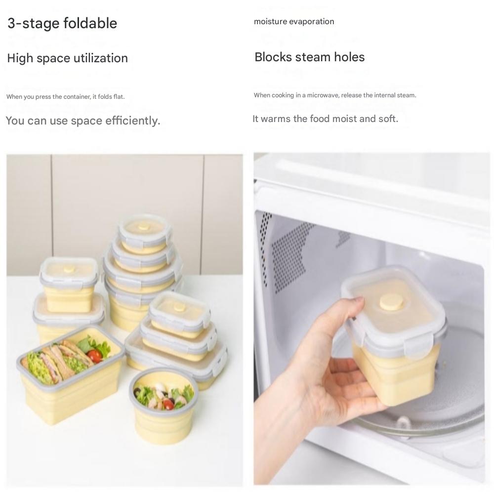 Skládací silikonová čtvercová nádoba 500 ml (16 x 10 x V6,5 cm, 6,3" x 4" x V 2,56")