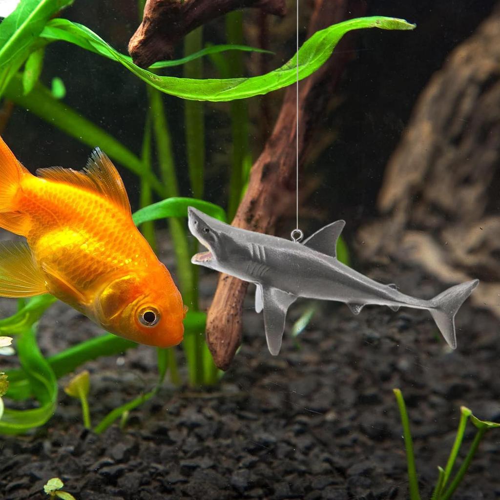 Decorazione per Acquario Squalo Galleggiante con Posizione Regolabile Decorazioni Artificiali Galleggianti per Pesci d'Acquario