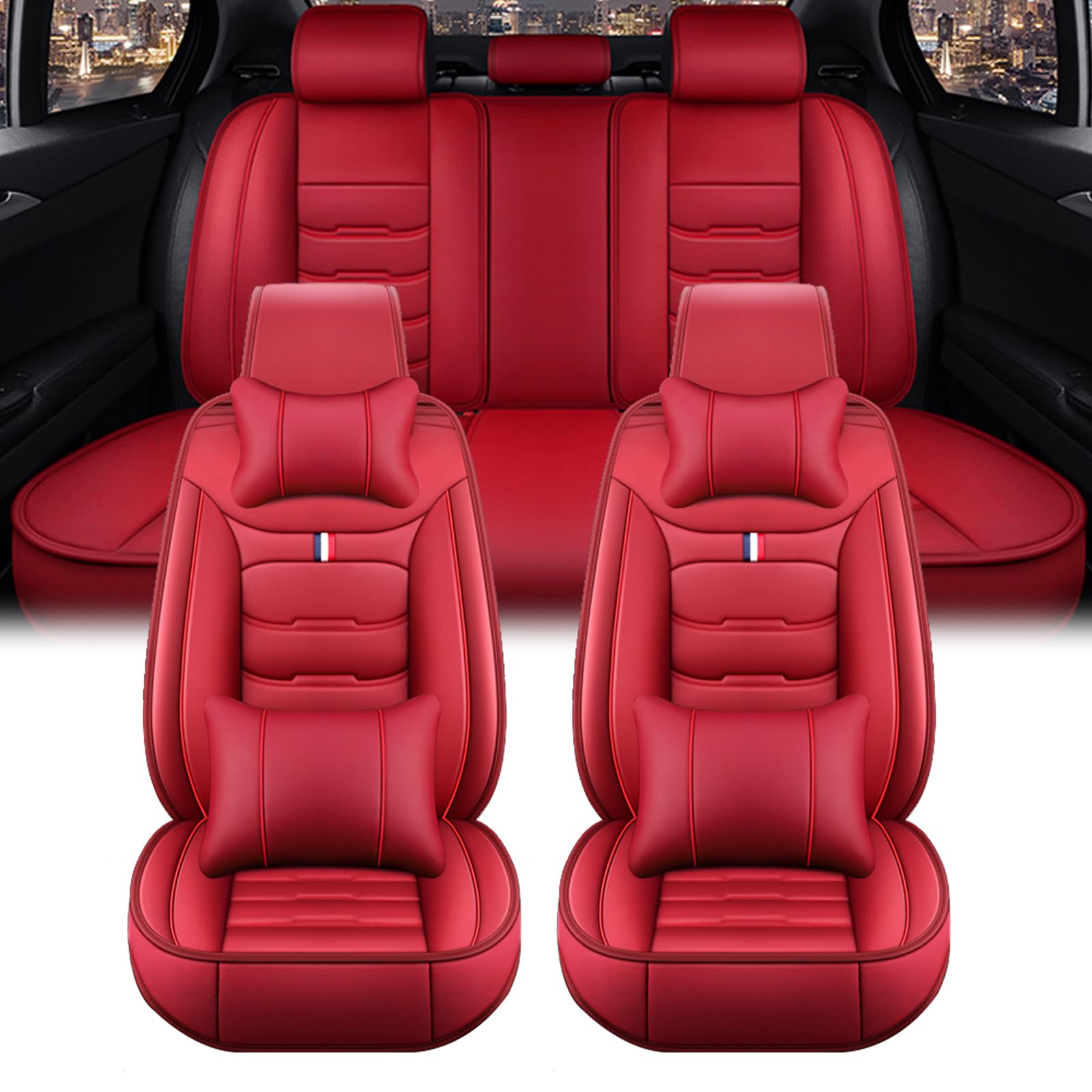 

Honda Vezel RU Series RV Seat Cover, Waterproof Seat Cover, Leather Material, Seat Protection Comes with a pillow красный