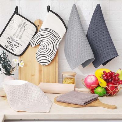 Cotton Waffle Weave Kitchen Dish Cloth Solid Color Ultra Soft Absorbent Quick Drying Dish Towel Kitchen Cleaning Rag