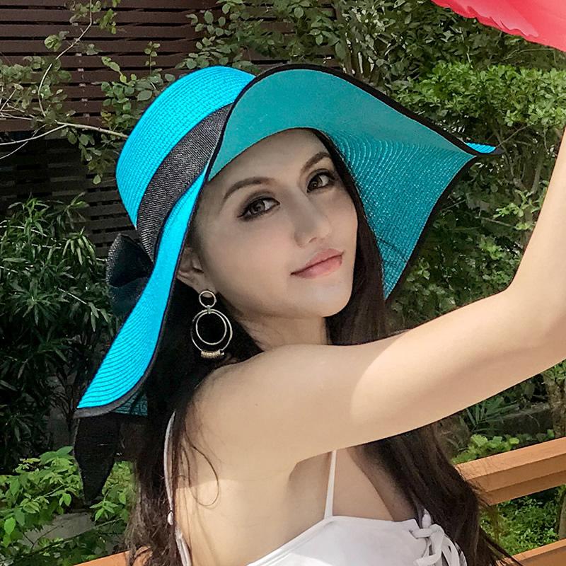 Straw hat, raffia sun hat, sun protection, large edge to show the face, small hat, trendy versatile fashion beach hat